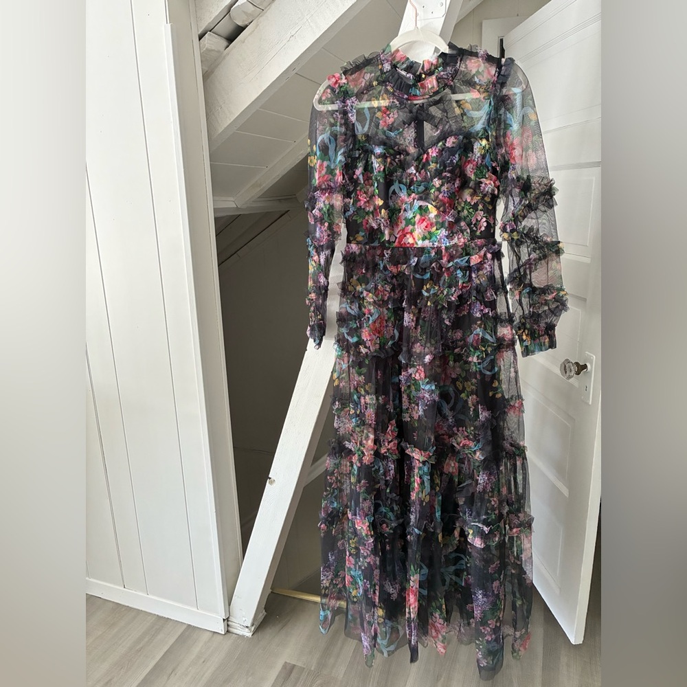 Pink Maxi Gown with Bishop Sleeves for Weddings